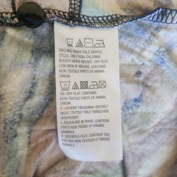 Logo Lori Goldstein Top 2X Colorful Watercolor Button Up Boho Artsy Moody - Picture 4 of 5